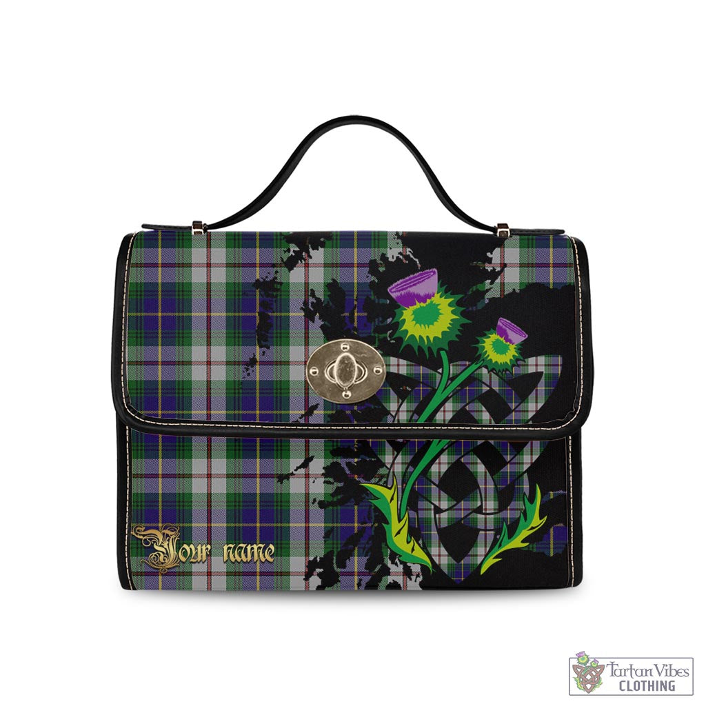 Tartan Vibes Clothing MacLeod Of Californian Tartan Waterproof Canvas Bag with Scotland Map and Thistle Celtic Accents