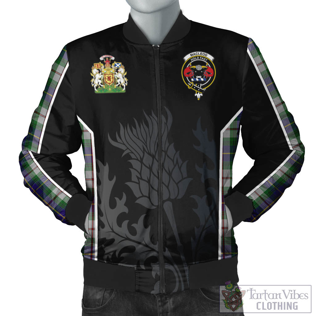 Tartan Vibes Clothing MacLeod Of Californian Tartan Bomber Jacket with Family Crest and Scottish Thistle Vibes Sport Style