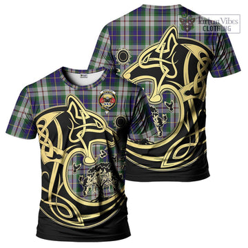 MacLeod Of Californian Tartan T-Shirt with Family Crest Celtic Wolf Style