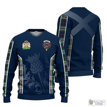 MacLeod Of Californian Tartan Knitted Sweatshirt with Family Crest and Scottish Thistle Vibes Sport Style