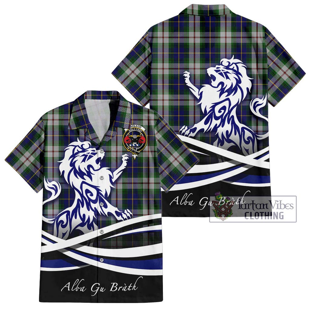 MacLeod Of Californian Tartan Short Sleeve Button Shirt with Alba Gu Brath Regal Lion Emblem Kid - Tartanvibesclothing Shop