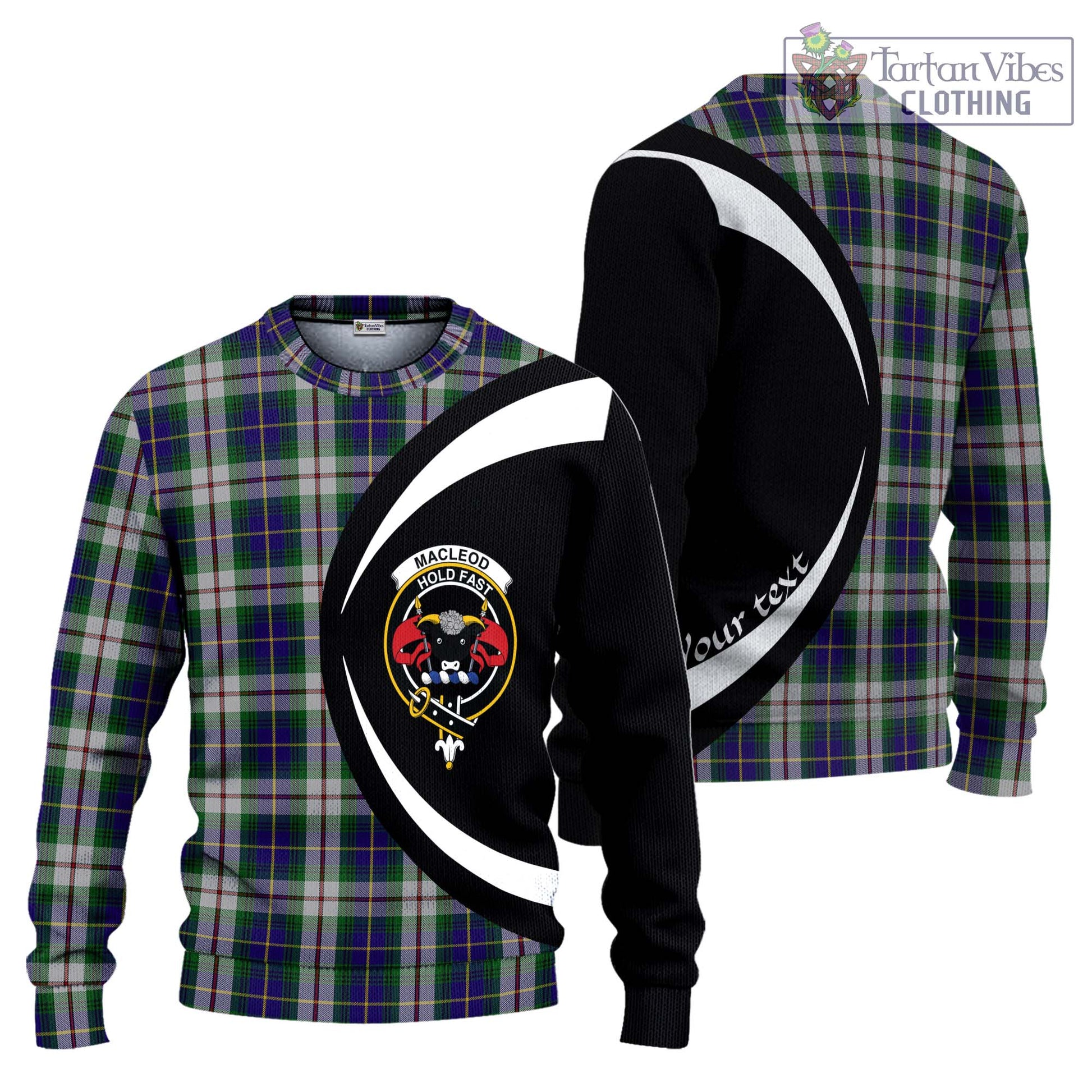 MacLeod Of Californian Tartan Knitted Sweater with Family Crest Circle Style Unisex - Tartan Vibes Clothing