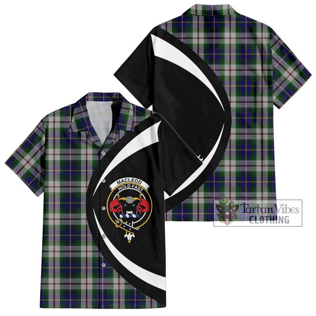 MacLeod Of Californian Tartan Short Sleeve Button Up with Family Crest Circle Style Kid - Tartan Vibes Clothing