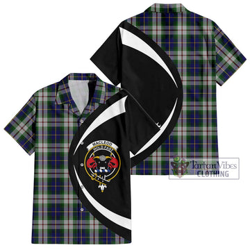 MacLeod Of Californian Tartan Short Sleeve Button Up with Family Crest Circle Style