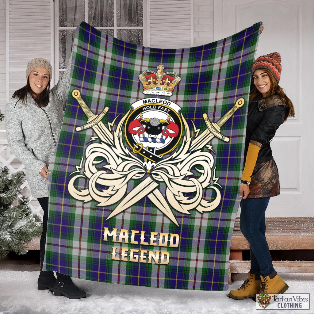 Tartan Vibes Clothing MacLeod Of Californian Tartan Blanket with Clan Crest and the Golden Sword of Courageous Legacy