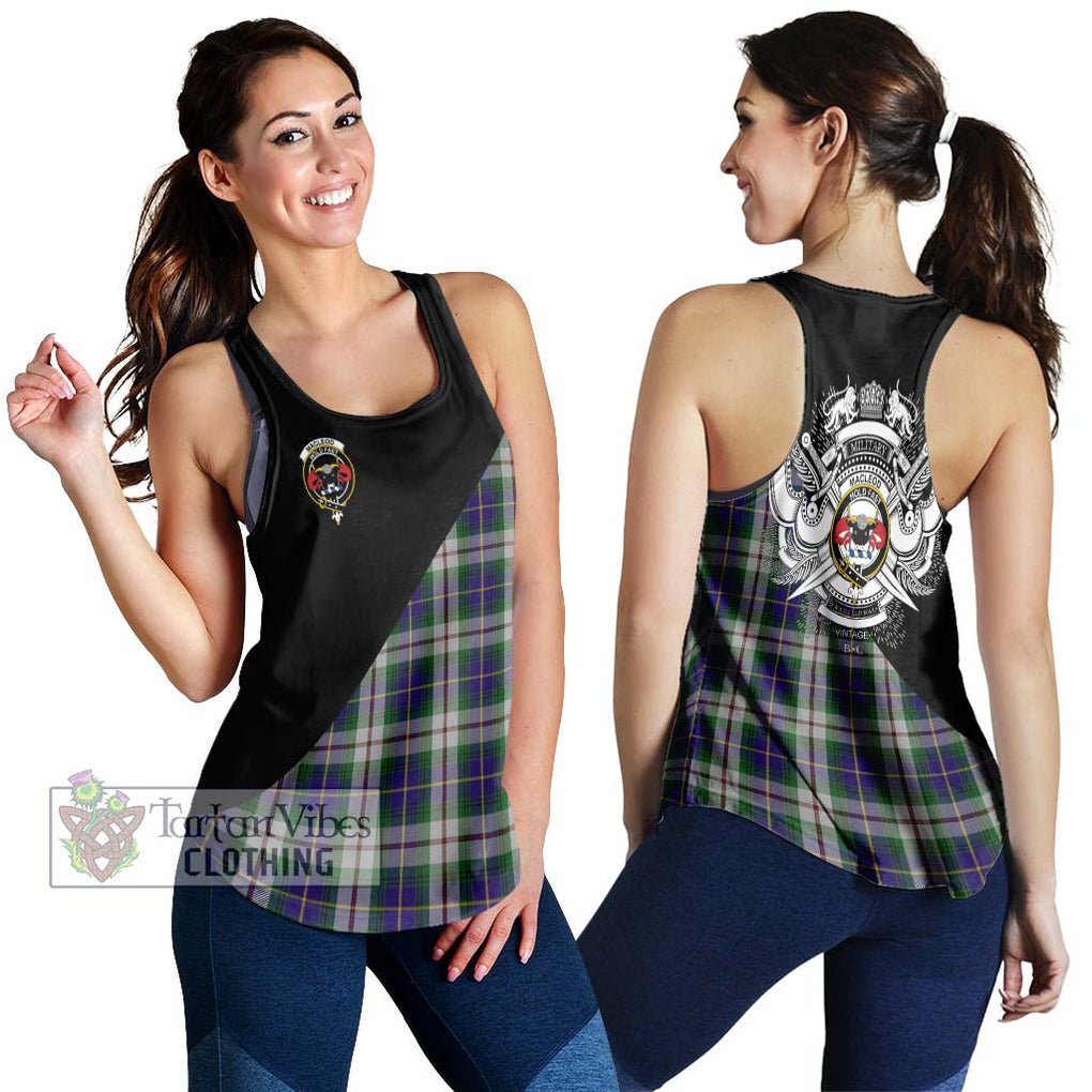 MacLeod Of Californian Tartan Women's Racerback Tanks with Family Crest and Military Logo Style 4XL - Tartanvibesclothing Shop