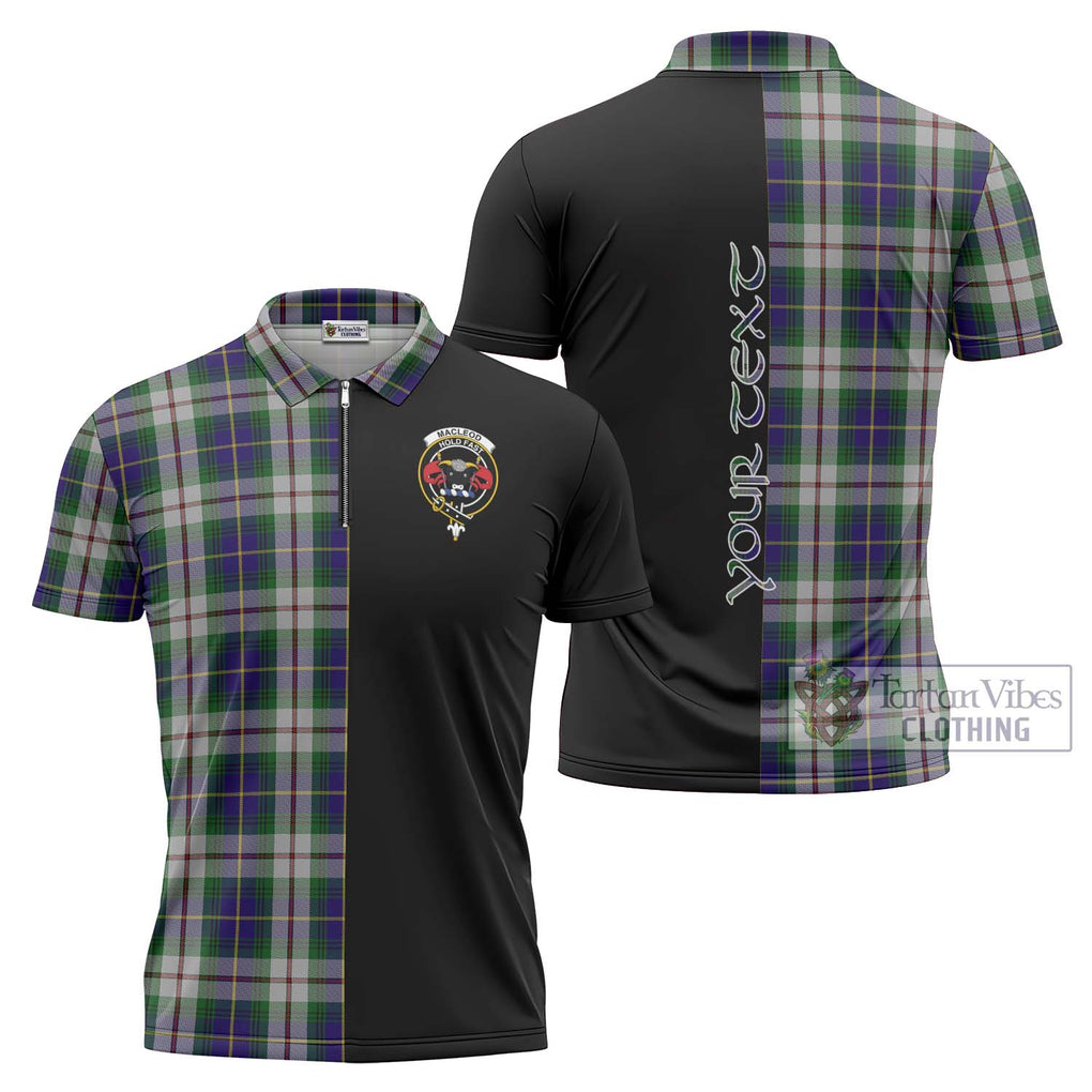 MacLeod Of Californian Tartan Zipper Polo Shirt with Family Crest and Half Of Me Style Unisex - Tartanvibesclothing Shop