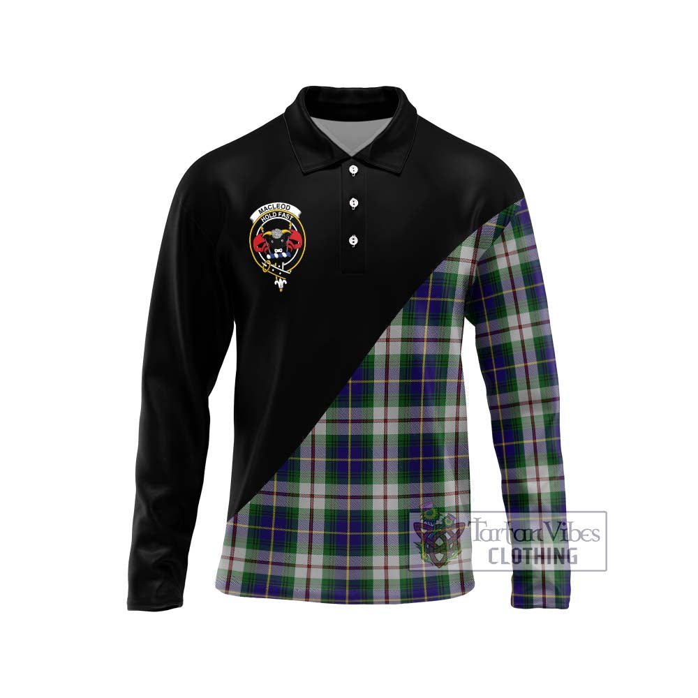 MacLeod Of Californian Tartan Long Sleeve Polo Shirt with Family Crest and Military Logo Style Unisex - Tartanvibesclothing Shop