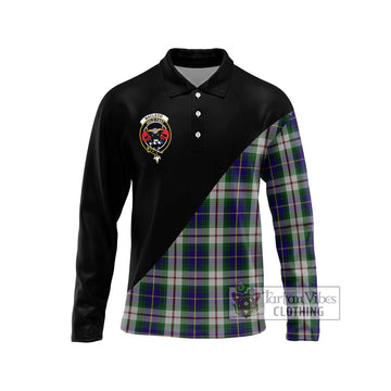 MacLeod Of Californian Tartan Long Sleeve Polo Shirt with Family Crest and Military Logo Style