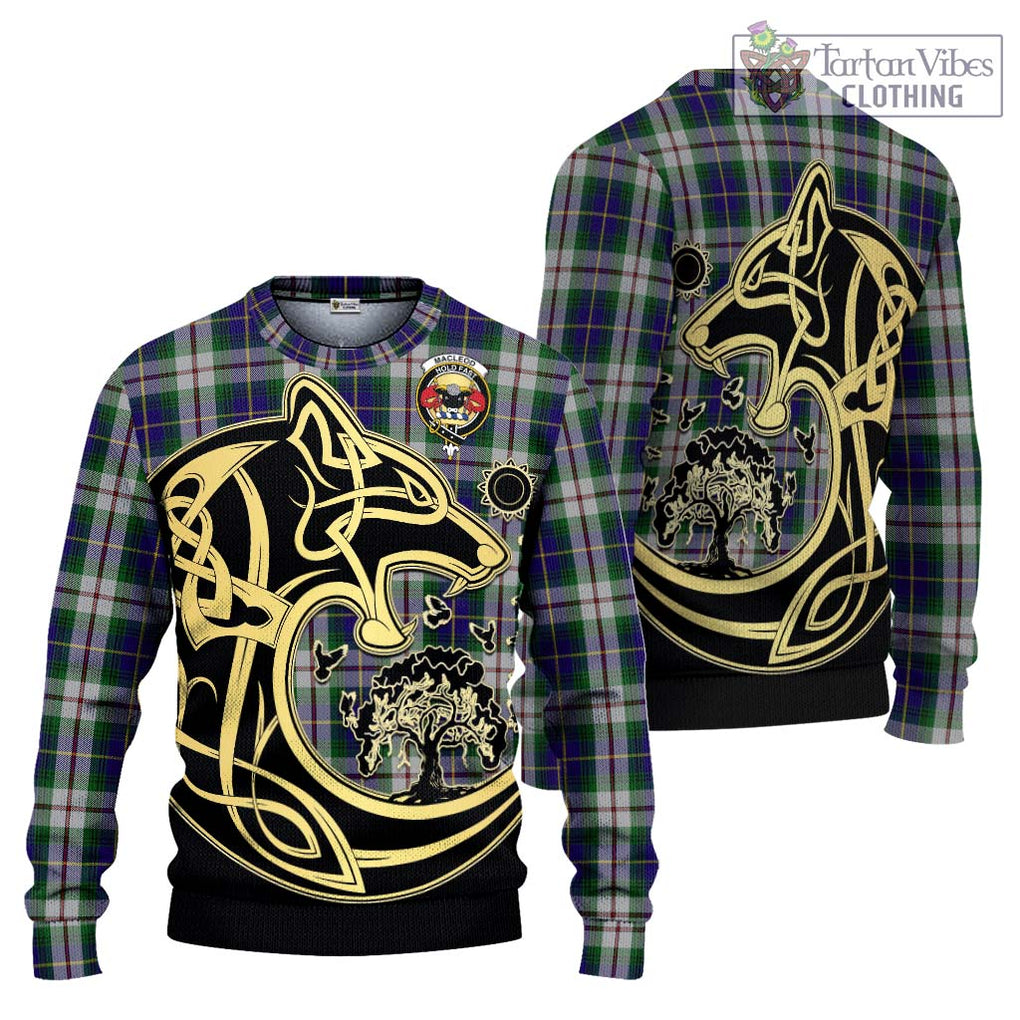 MacLeod Of Californian Tartan Knitted Sweater with Family Crest Celtic Wolf Style Unisex - Tartan Vibes Clothing