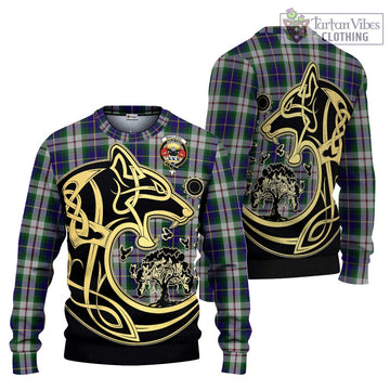 MacLeod Of Californian Tartan Ugly Sweater with Family Crest Celtic Wolf Style