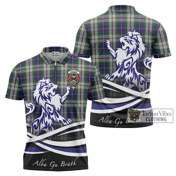 MacLeod Of Californian Tartan Zipper Polo Shirt with Alba Gu Brath Regal Lion Emblem