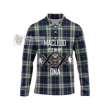 MacLeod Of Californian Tartan Long Sleeve Polo Shirt with Family Crest DNA In Me Style