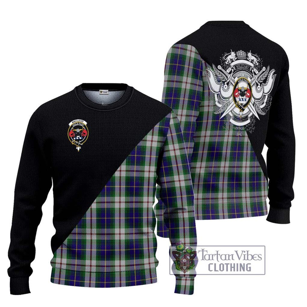 MacLeod Of Californian Tartan Knitted Sweater with Family Crest and Military Logo Style Unisex - Tartanvibesclothing Shop