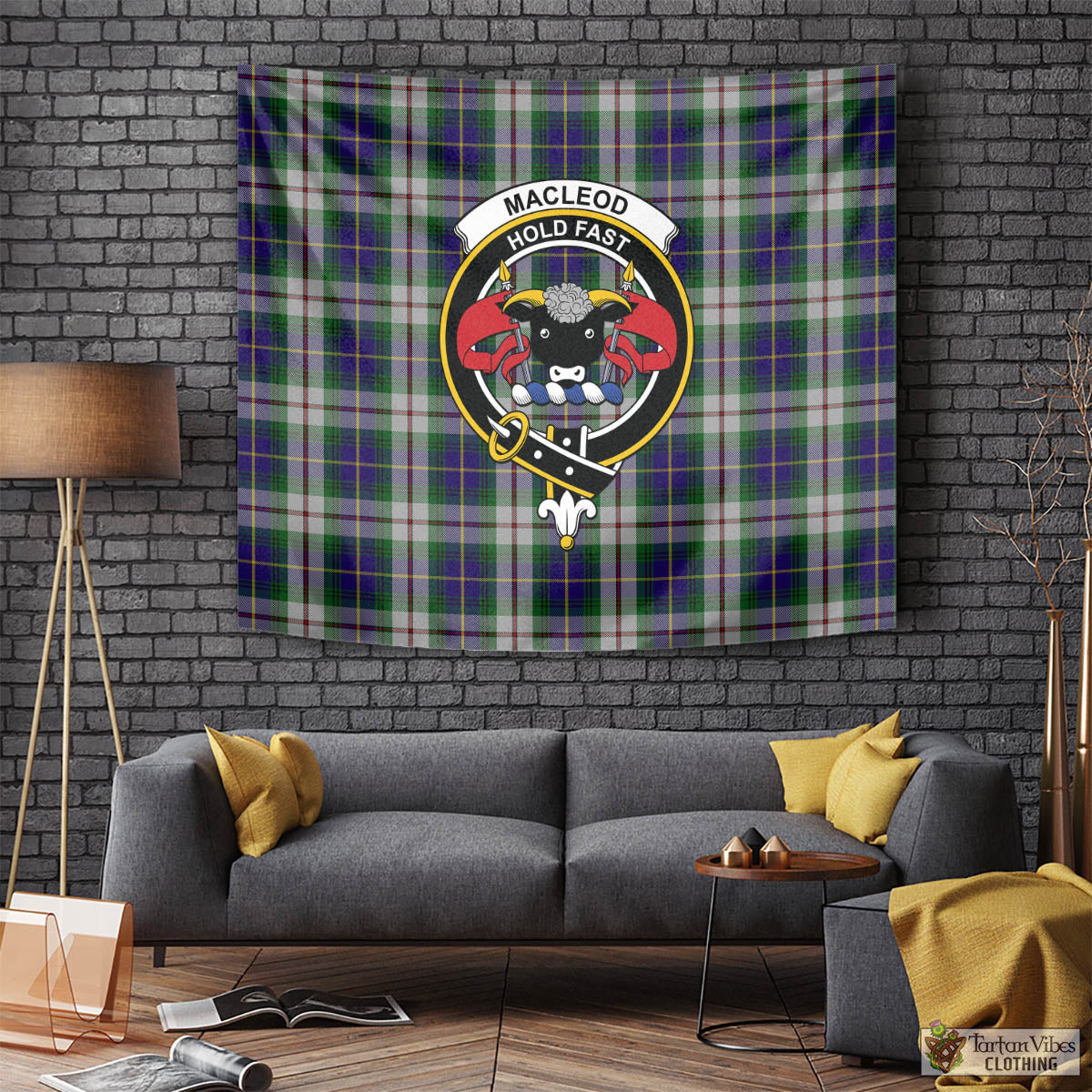 Tartan Vibes Clothing MacLeod Of Californian Tartan Tapestry Wall Hanging and Home Decor for Room with Family Crest