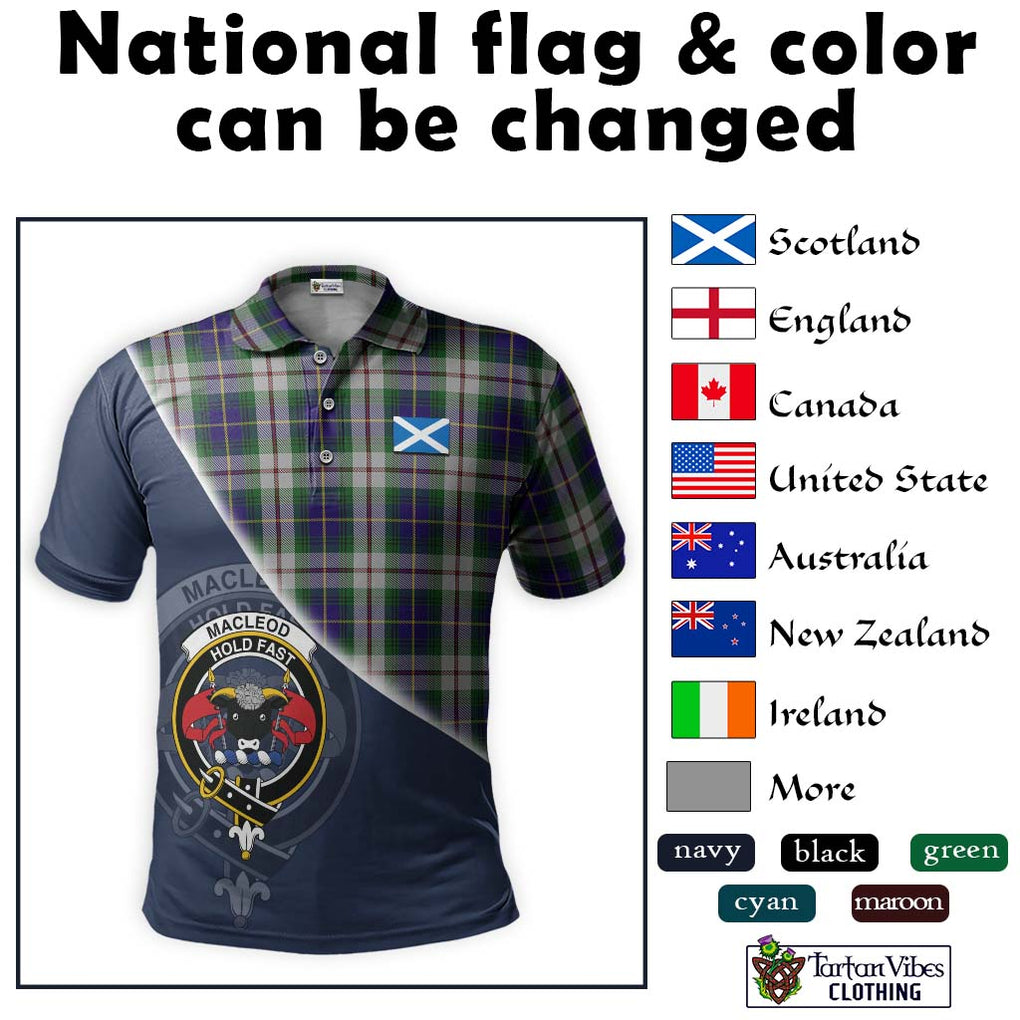 MacLeod Of Californian Tartan Polo Shirt with Personalised National Flag and Family Crest Half Style - Tartanvibesclothing Shop