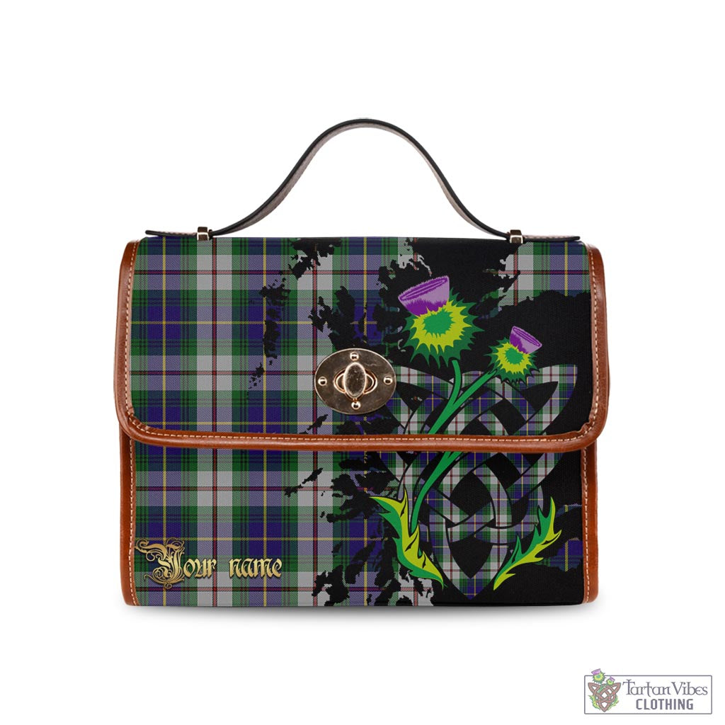 Tartan Vibes Clothing MacLeod Of Californian Tartan Waterproof Canvas Bag with Scotland Map and Thistle Celtic Accents