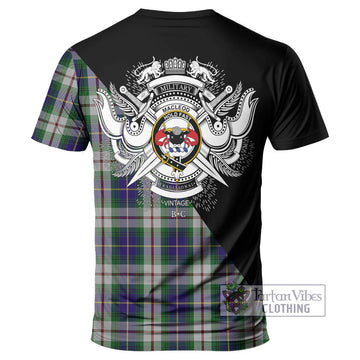 MacLeod Of Californian Tartan T-Shirt with Family Crest and Military Logo Style