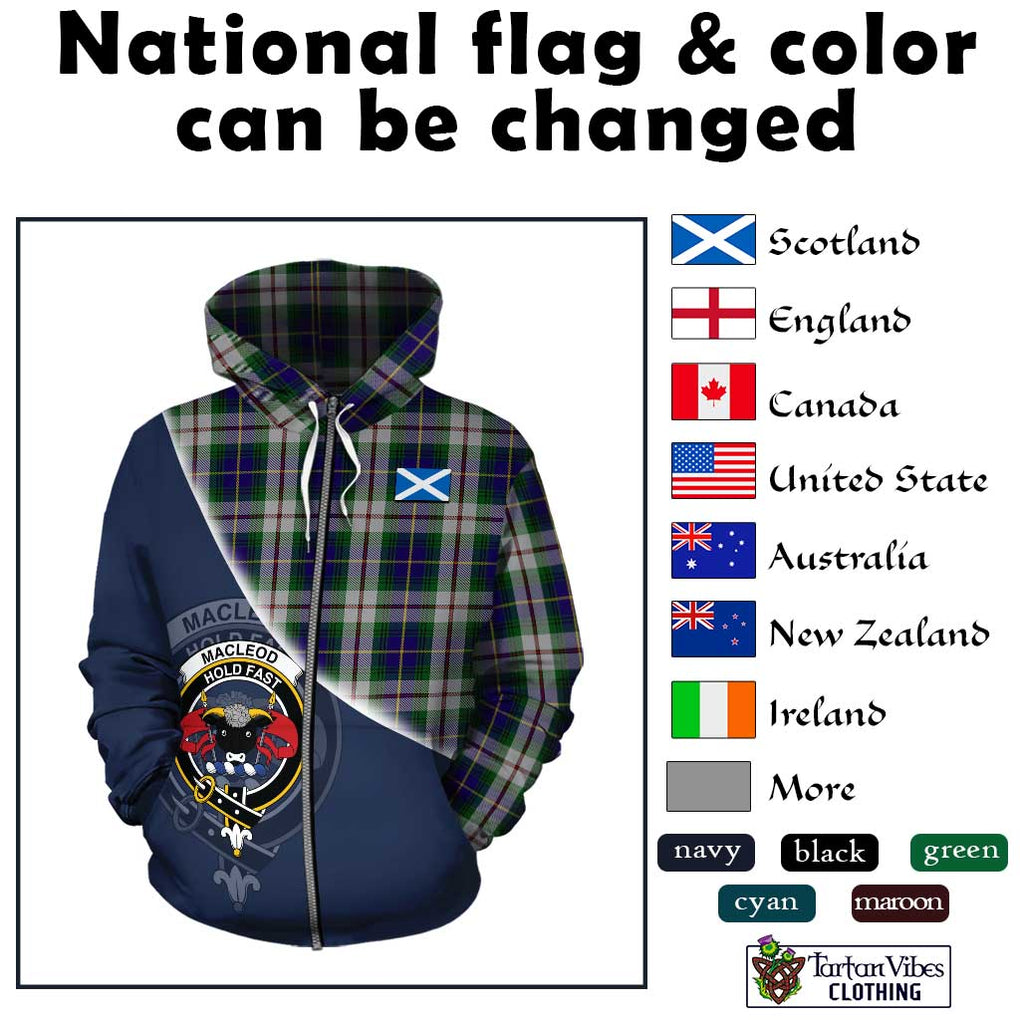 MacLeod Of Californian Tartan Hoodie with Personalised National Flag and Family Crest Half Style - Tartanvibesclothing Shop