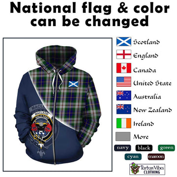 MacLeod Of Californian Tartan Hoodie with Personalised National Flag and Family Crest Half Style