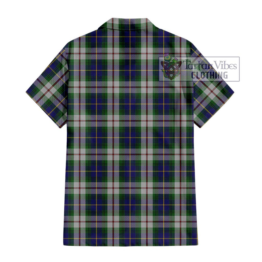 MacLeod Of Californian Tartan Short Sleeve Button Shirt with Family Crest DNA In Me Style - Tartanvibesclothing Shop