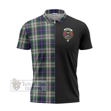 MacLeod Of Californian Tartan Zipper Polo Shirt with Family Crest and Half Of Me Style