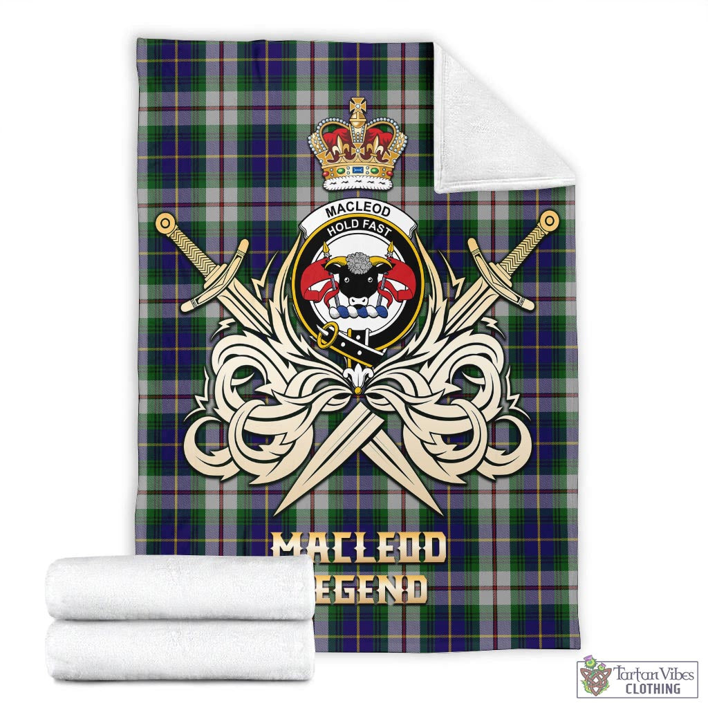 Tartan Vibes Clothing MacLeod Of Californian Tartan Blanket with Clan Crest and the Golden Sword of Courageous Legacy