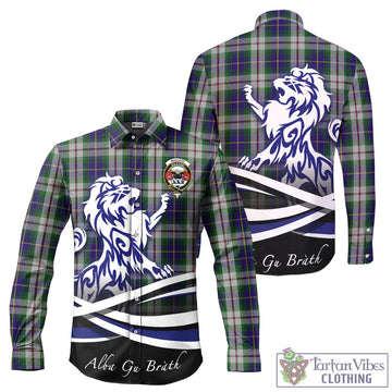 MacLeod Of Californian Tartan Long Sleeve Button Up Shirt with Alba Gu Brath Regal Lion Emblem