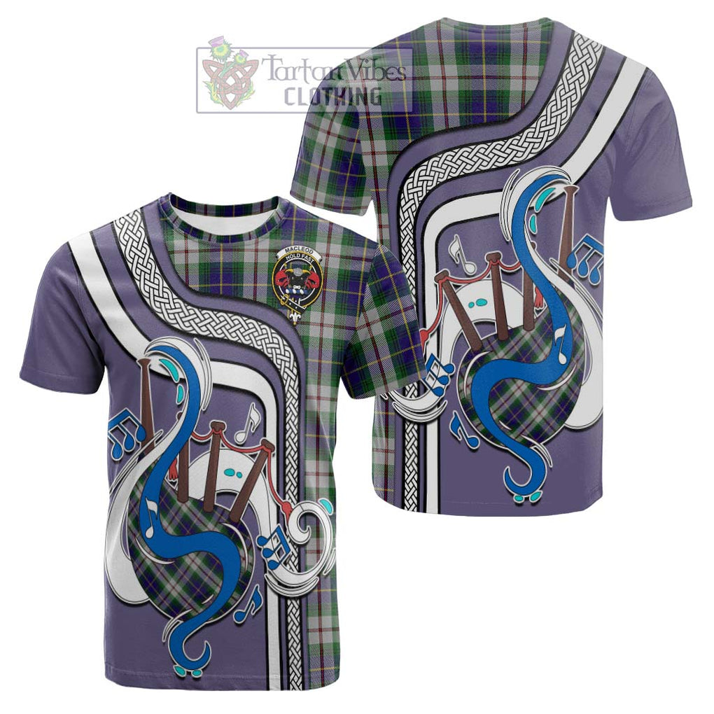 Tartan Vibes Clothing MacLeod Of Californian Tartan Cotton T-shirt with Epic Bagpipe Style