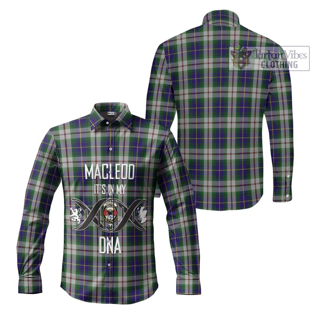 MacLeod Of Californian Tartan Long Sleeve Button Shirt with Family Crest DNA In Me Style Men's Shirt - Tartanvibesclothing Shop