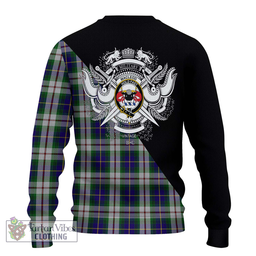 MacLeod Of Californian Tartan Knitted Sweater with Family Crest and Military Logo Style - Tartanvibesclothing Shop