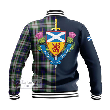 MacLeod Of Californian Tartan Baseball Jacket Alba with Scottish Lion Royal Arm Half Style