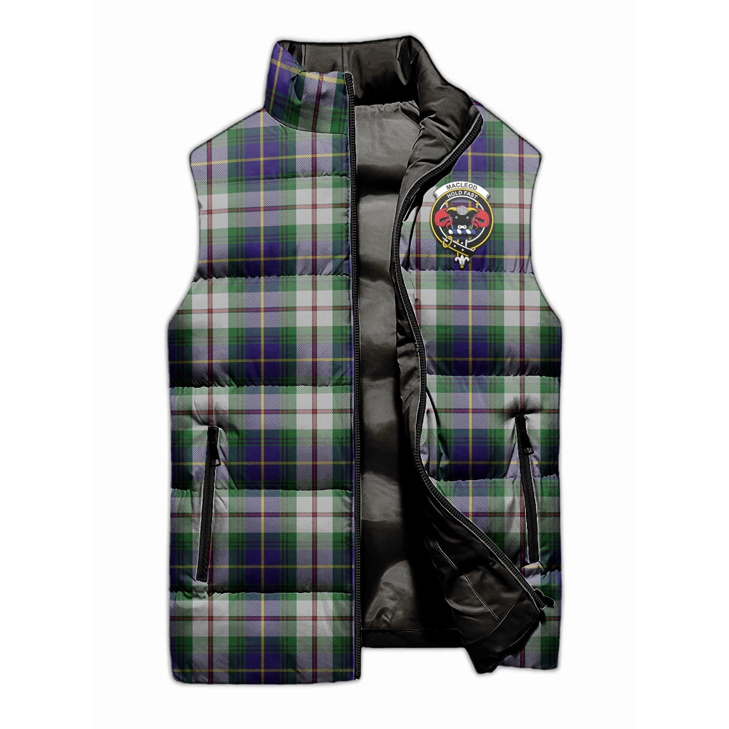 MacLeod Of Californian Tartan Sleeveless Puffer Jacket with Family Crest - Tartanvibesclothing