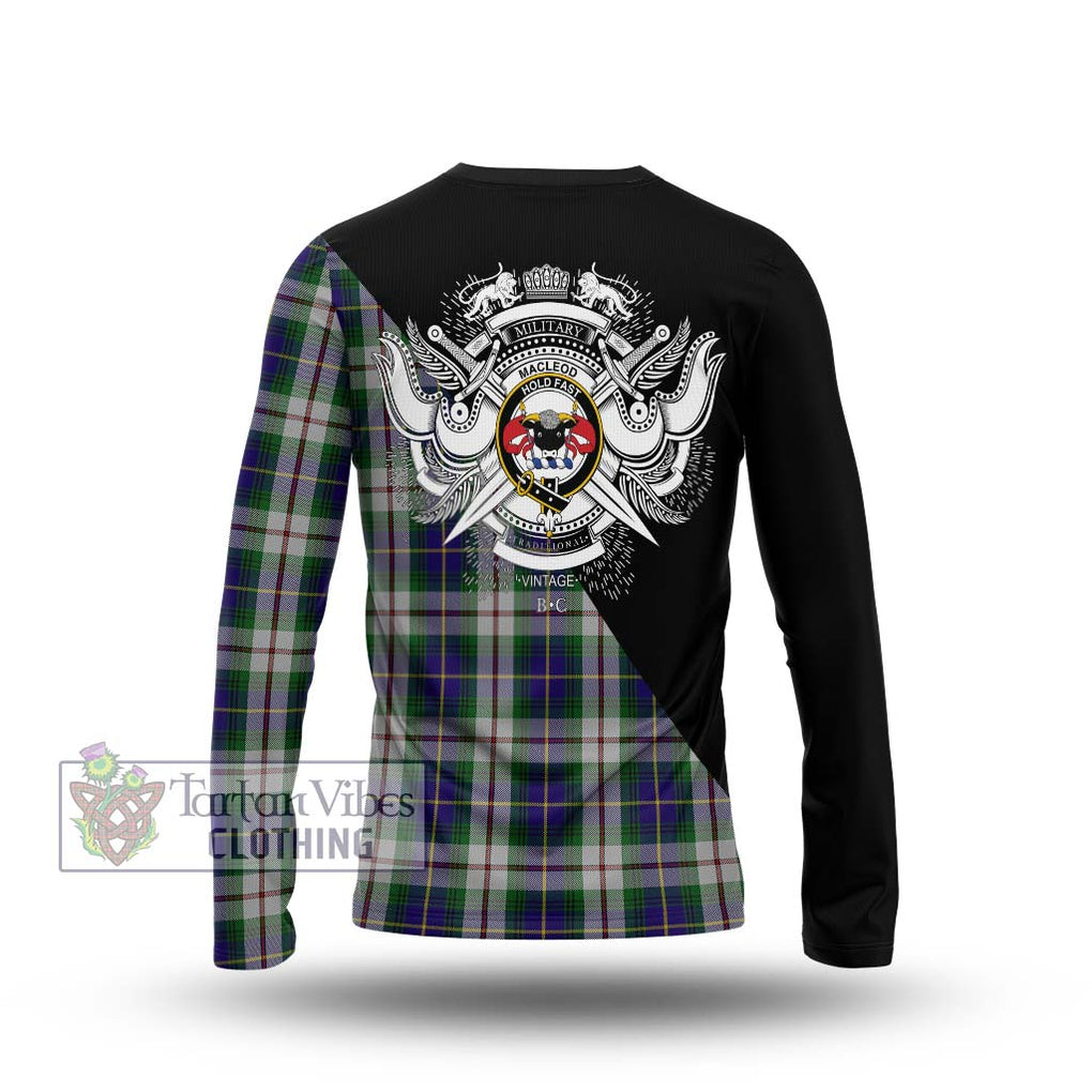 MacLeod Of Californian Tartan Long Sleeve T-Shirt with Family Crest and Military Logo Style - Tartanvibesclothing Shop