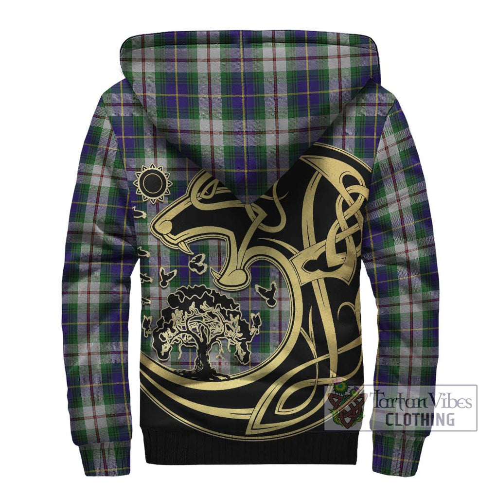 MacLeod Of Californian Tartan Sherpa Hoodie with Family Crest Celtic Wolf Style - Tartan Vibes Clothing