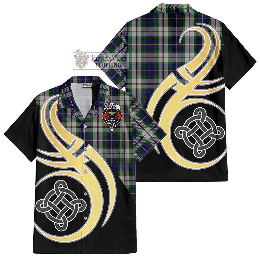 MacLeod Of Californian Tartan Short Sleeve Button Shirt with Family Crest and Celtic Symbol Style - Tartan Vibes Clothing