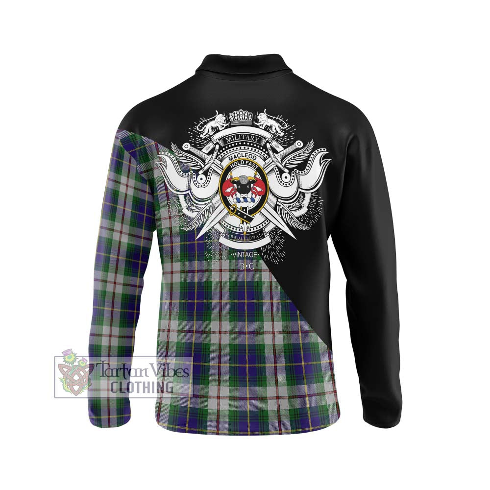 MacLeod Of Californian Tartan Long Sleeve Polo Shirt with Family Crest and Military Logo Style - Tartanvibesclothing Shop