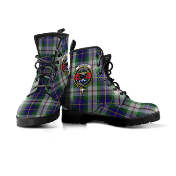 MacLeod Of Californian Tartan Leather Boots with Family Crest