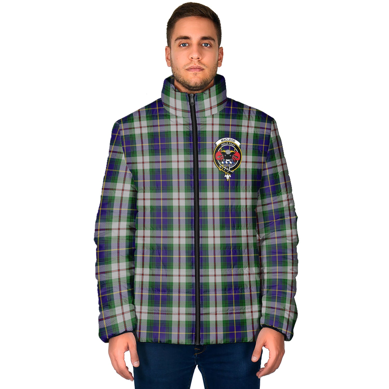 MacLeod Of Californian Tartan Padded Jacket with Family Crest - Tartan Vibes Clothing