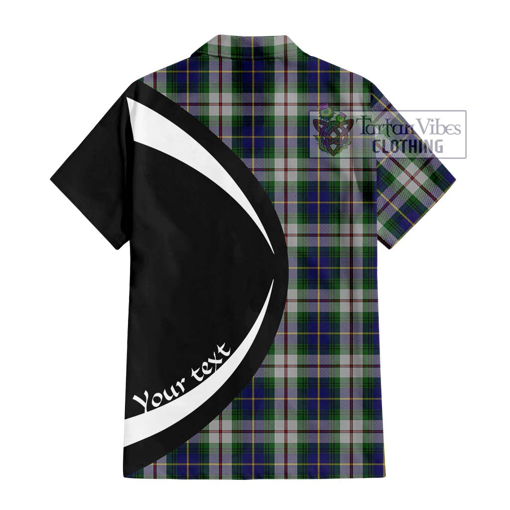 MacLeod Of Californian Tartan Short Sleeve Button Up with Family Crest Circle Style - Tartan Vibes Clothing