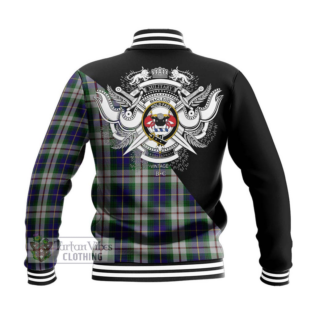 MacLeod Of Californian Tartan Baseball Jacket with Family Crest and Military Logo Style - Tartanvibesclothing Shop