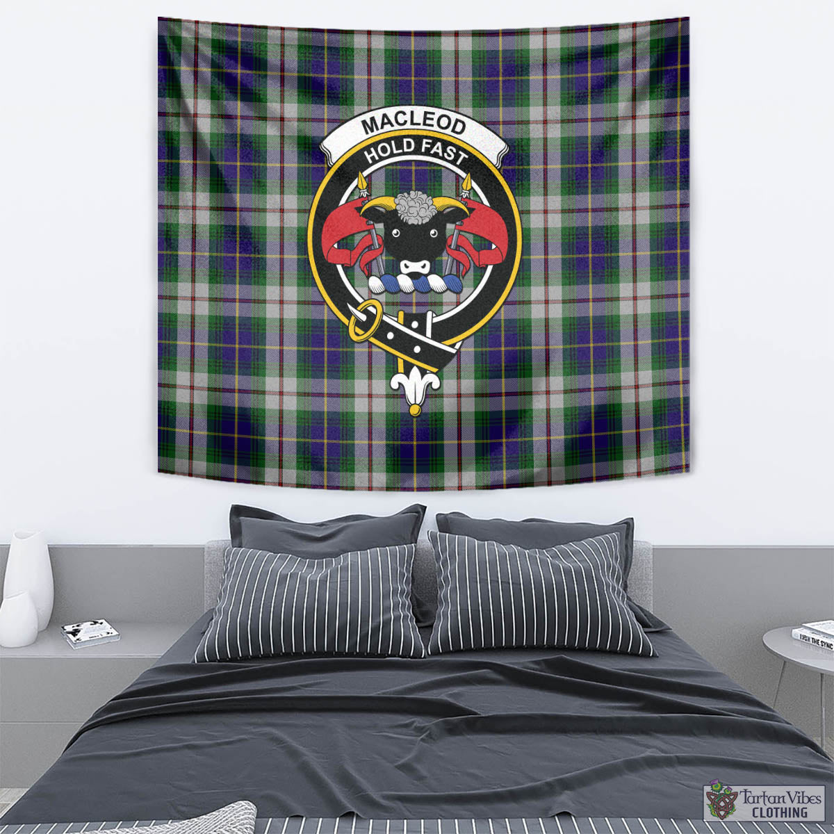 Tartan Vibes Clothing MacLeod Of Californian Tartan Tapestry Wall Hanging and Home Decor for Room with Family Crest