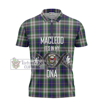 MacLeod Of Californian Tartan Zipper Polo Shirt with Family Crest DNA In Me Style