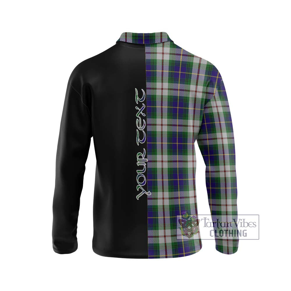 MacLeod Of Californian Tartan Long Sleeve Polo Shirt with Family Crest and Half Of Me Style - Tartanvibesclothing Shop