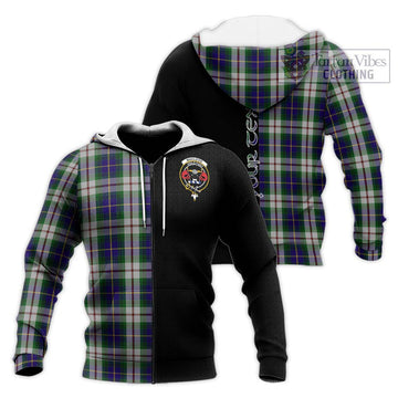 MacLeod Of Californian Tartan Knitted Hoodie with Family Crest and Half Of Me Style