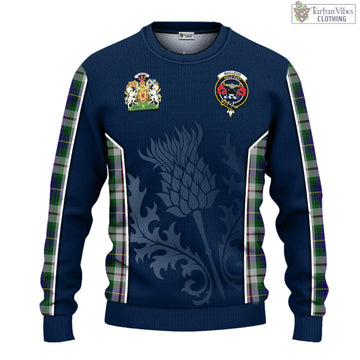 MacLeod Of Californian Tartan Knitted Sweatshirt with Family Crest and Scottish Thistle Vibes Sport Style