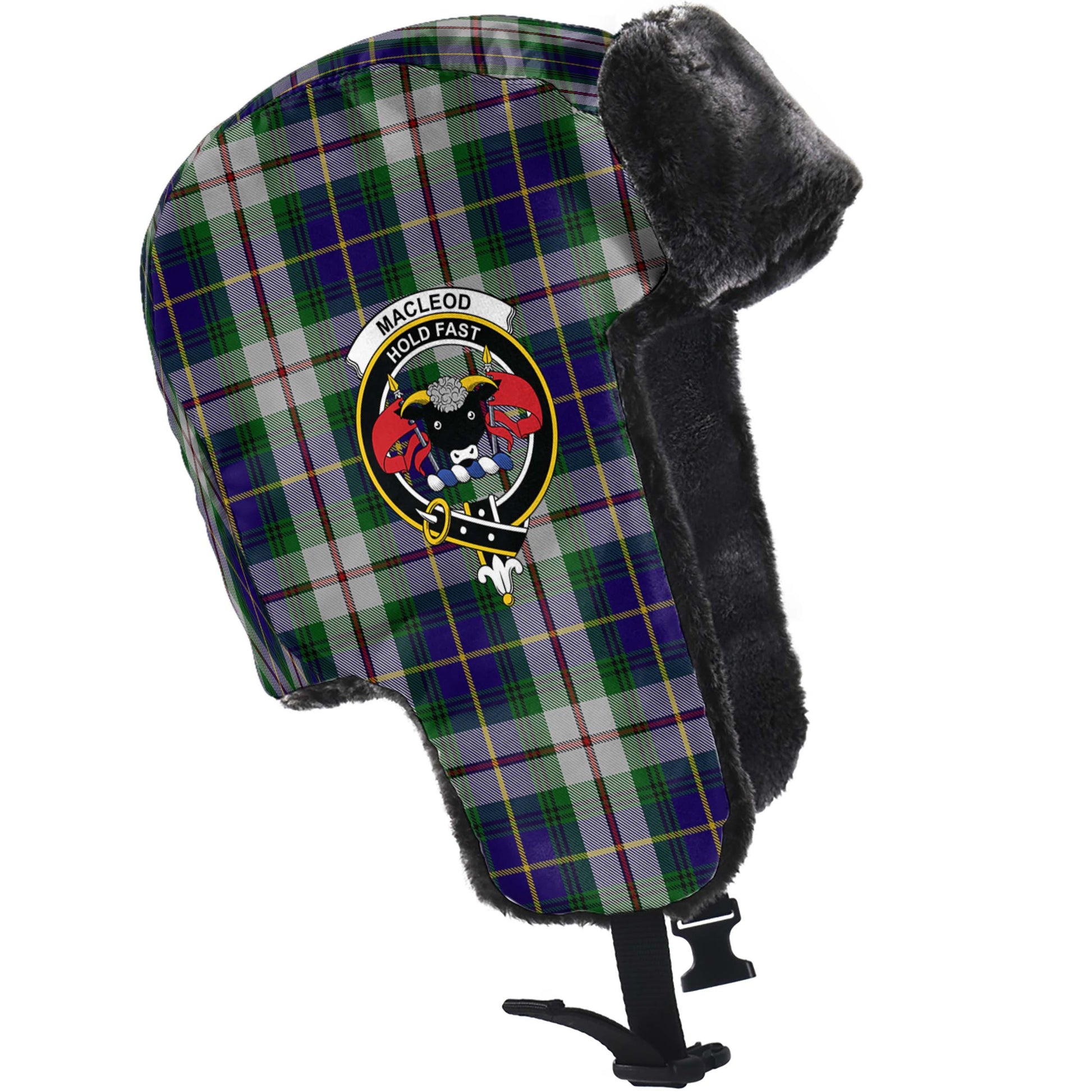 MacLeod Of Californian Tartan Winter Trapper Hat with Family Crest - Tartanvibesclothing