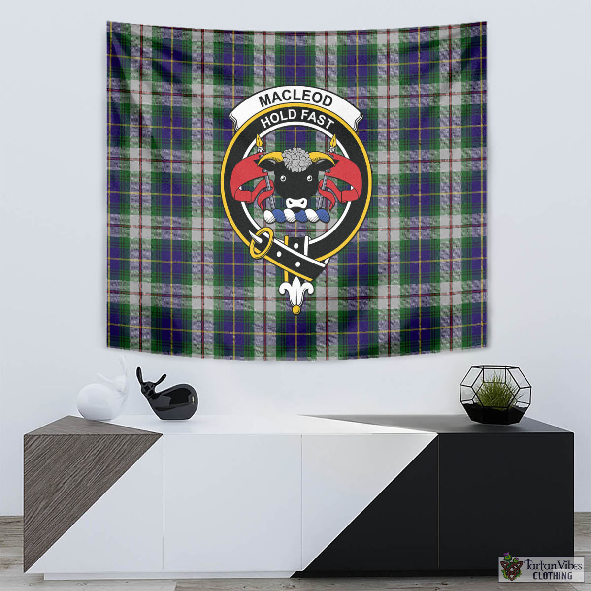 Tartan Vibes Clothing MacLeod Of Californian Tartan Tapestry Wall Hanging and Home Decor for Room with Family Crest