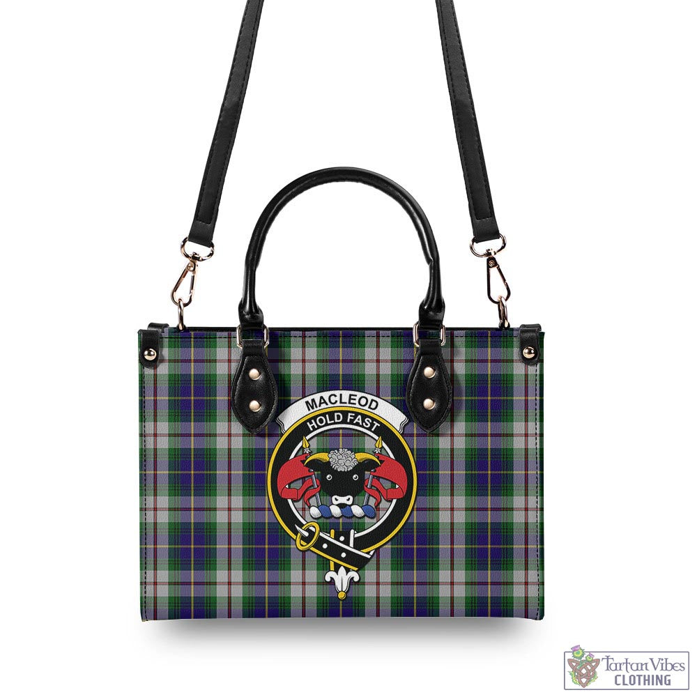 Tartan Vibes Clothing MacLeod Of Californian Tartan Luxury Leather Handbags with Family Crest