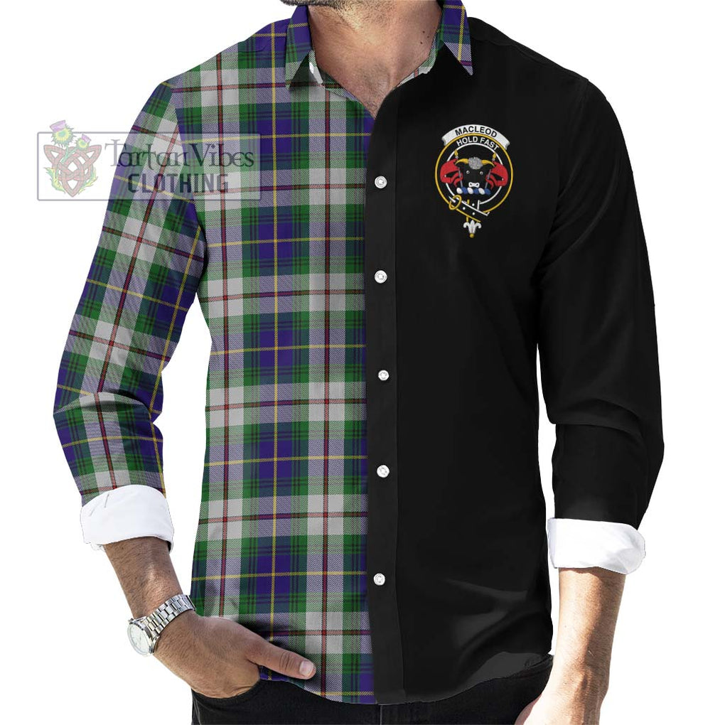 MacLeod Of Californian Tartan Long Sleeve Button Shirt with Family Crest and Half Of Me Style - Tartanvibesclothing Shop